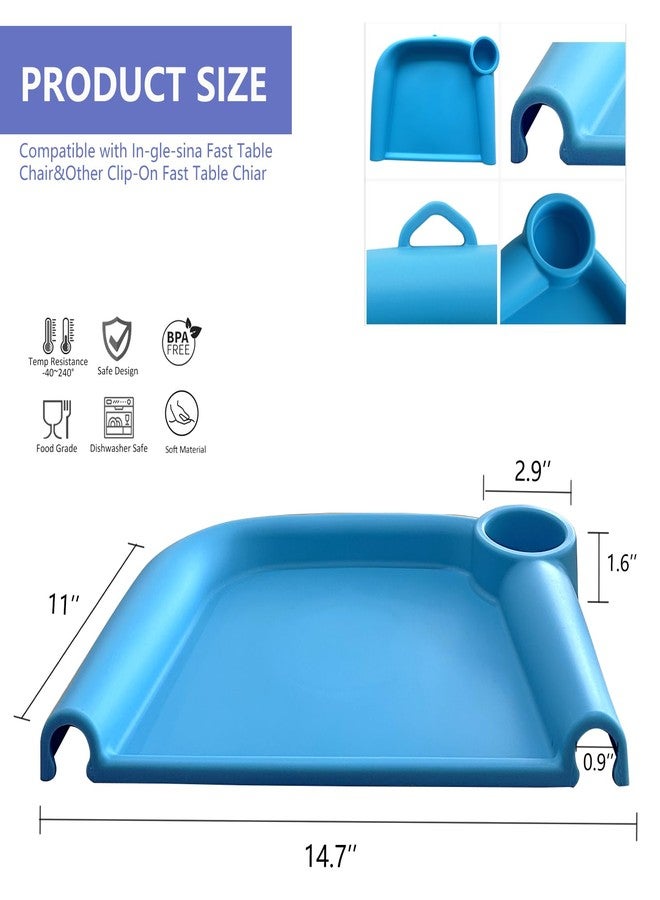 FAILUN Silicone Baby Dining Tray Compatible with Inglesina Fast Table Chair & Other Hook-On High Chairs,Portable Clip-On Fast Table Chair Baby Tray, Dishwasher Safe & BPA Free (Blue) - Image 2